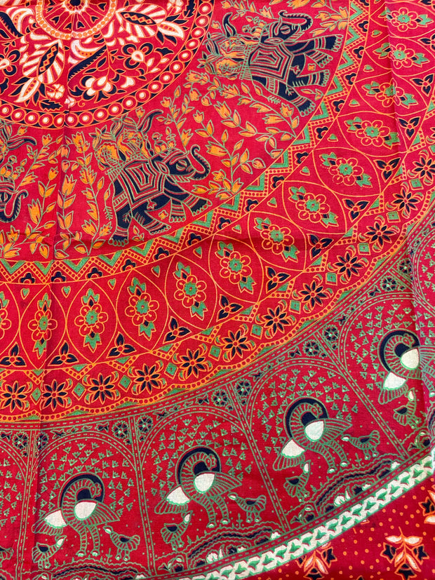 Red Elephant Mandala Tapestry - Twin Size