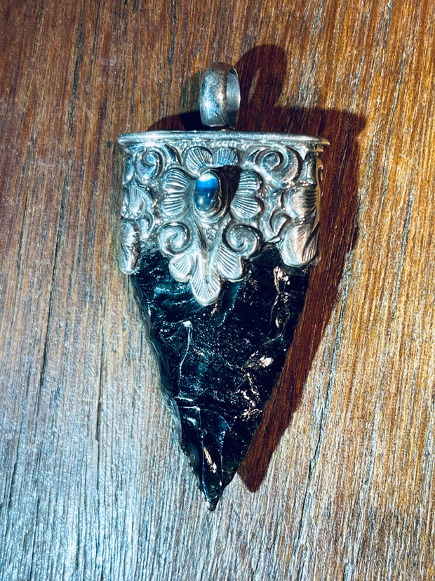 Obsidian & Moonstone Pendant