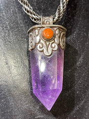 Amethyst and Mountain Coral Pendant