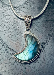 Labradorite Moon Pendant