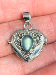 Labradorite Heart Locket Pendant