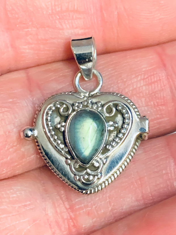 Labradorite Heart Locket Pendant
