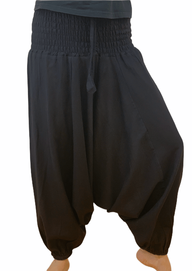 Cotton Drop Crotch Harem Pants - Floating Lotus