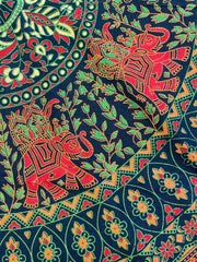 Dark Green Elephant Mandala Tapestry - Twin Size