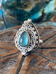 Labradorite Poison Ring