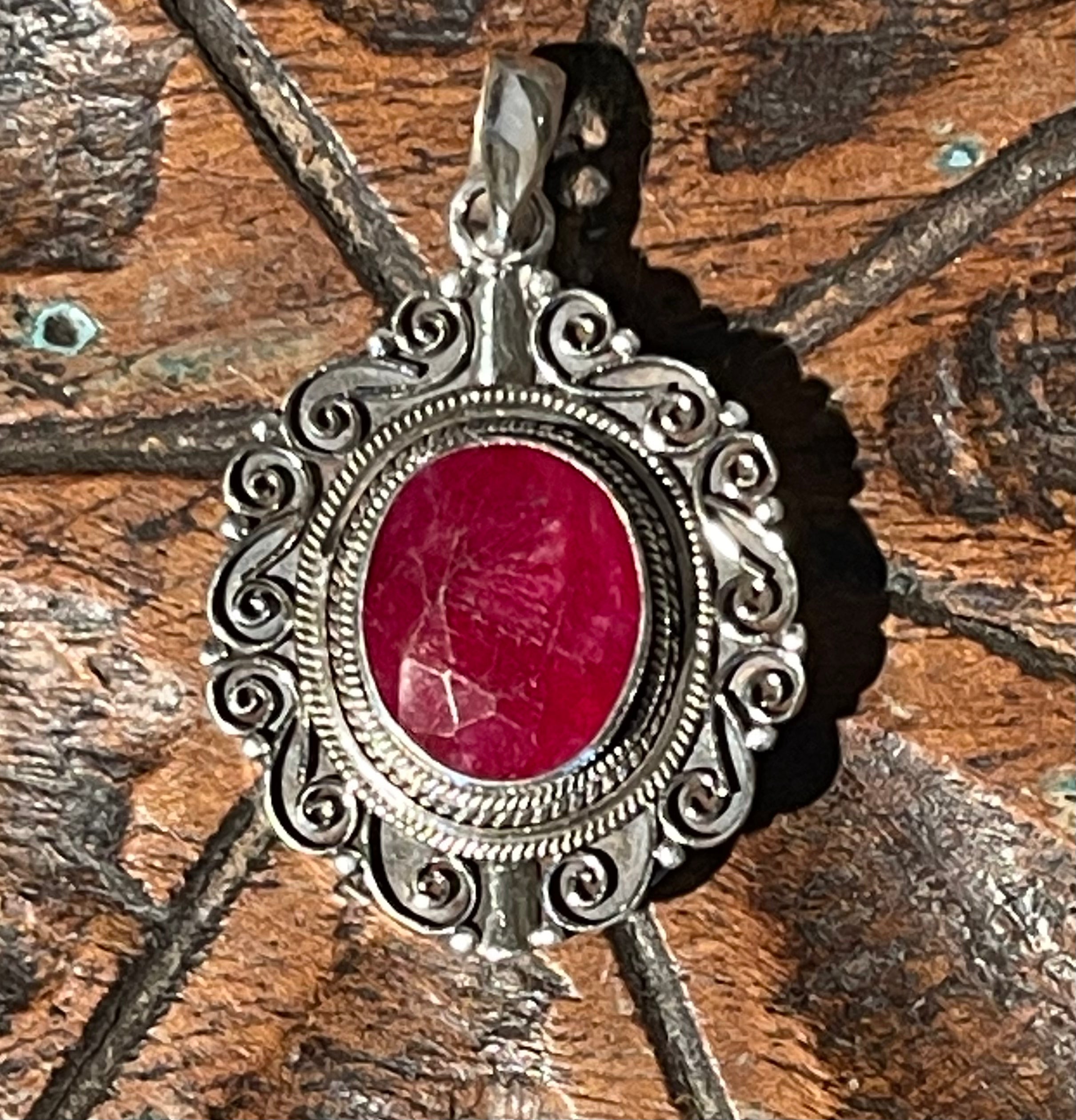 Ruby Locket Pendant - Floating Lotus