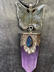 Amethyst And Labradorite Butterfly Pendant