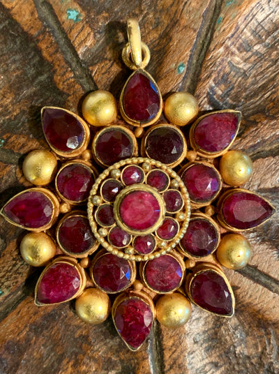 Ruby Pendant in Gold Vermeil - Floating Lotus