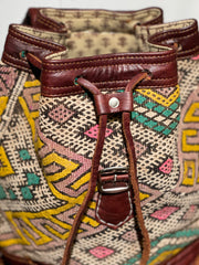 Chamomile Moroccan Kilim and Leather Backpack