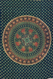 Dark Green Elephant Mandala Tapestry - Twin Size