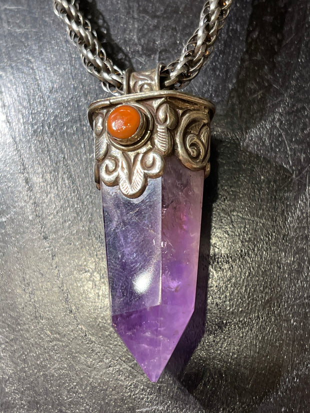 Amethyst and Mountain Coral Pendant