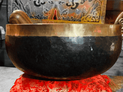 Large Antique Tibetan Singing Bowl - Floating Lotus