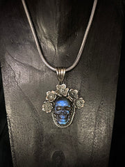 Tibetan Skull Hand-Carved Labradorite Pendant