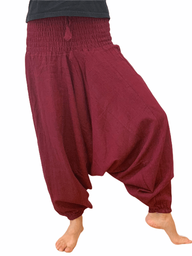Cotton Drop Crotch Harem Pants - Floating Lotus