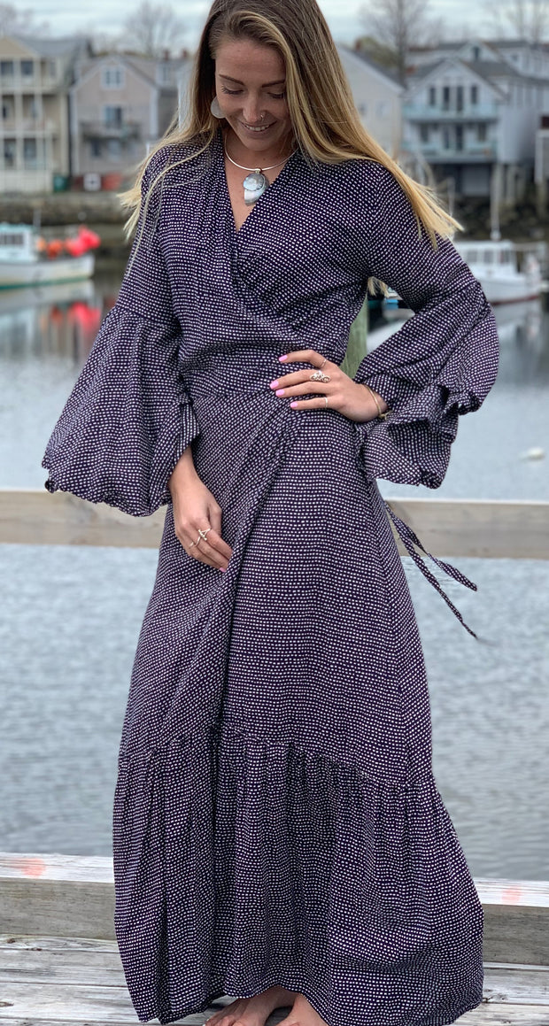 Lanai Long Wrap Dress - Floating Lotus