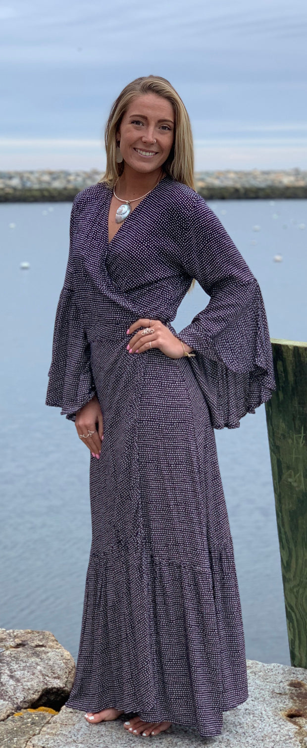 Lanai Long Wrap Dress - Floating Lotus