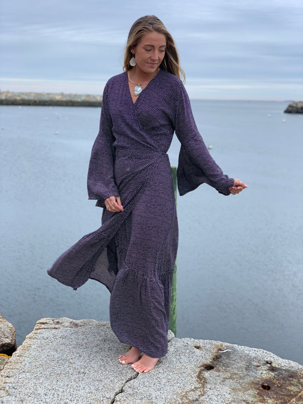 Lanai Long Wrap Dress - Floating Lotus
