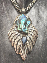 Labradorite Prosperity Pendant - Floating Lotus