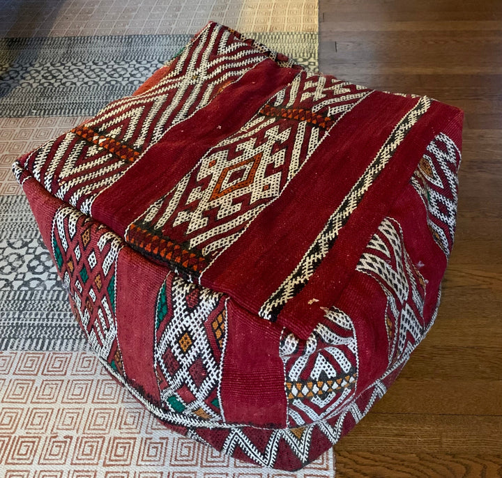 Vintage Kilim Ottoman Pouf - Floating Lotus